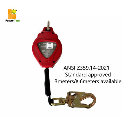 구입하다 ANSI Z359.14-2021 인증된 철수 가능한 추락 차단기 16KN 정적 강도 및 추락 중지 시스템으로 3-6 미터 길이 온라인 제조